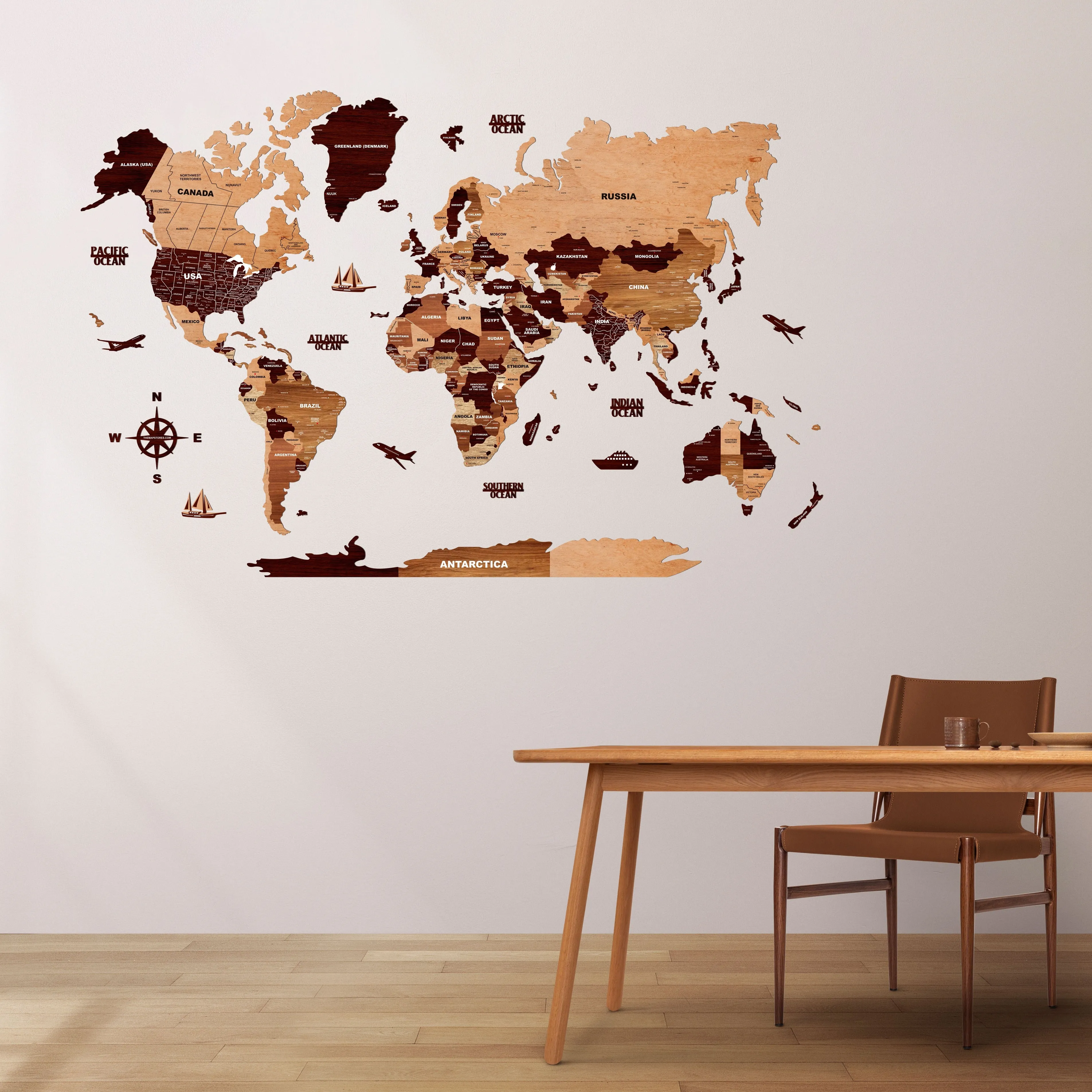 3D Wooden Texture Wooden Worldmap