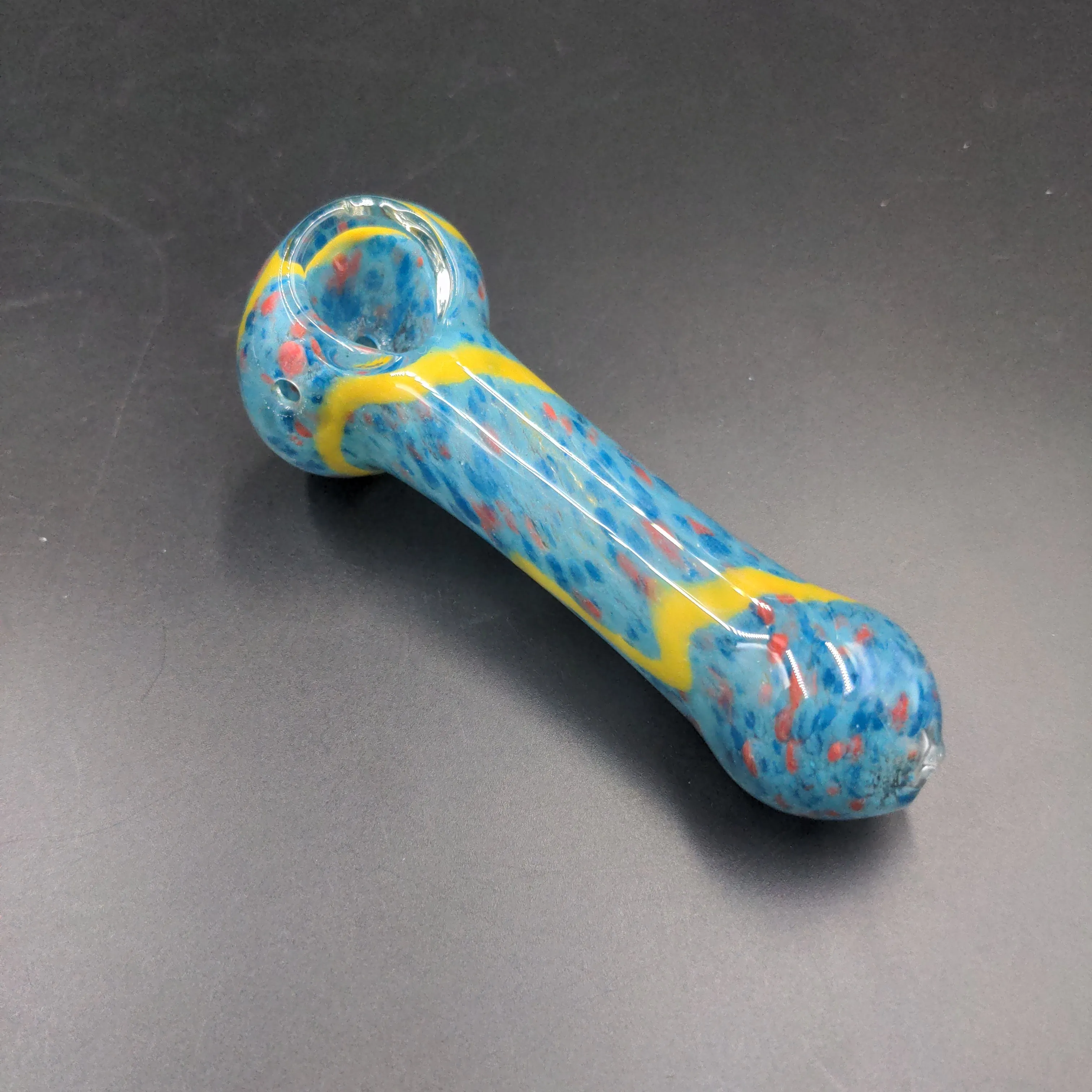 4 Fritted Latticino Hand Pipe