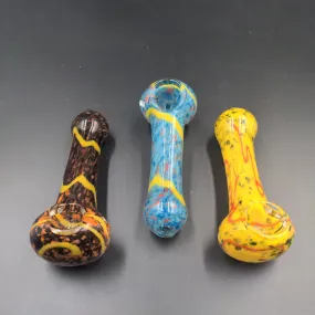 4 Fritted Latticino Hand Pipe