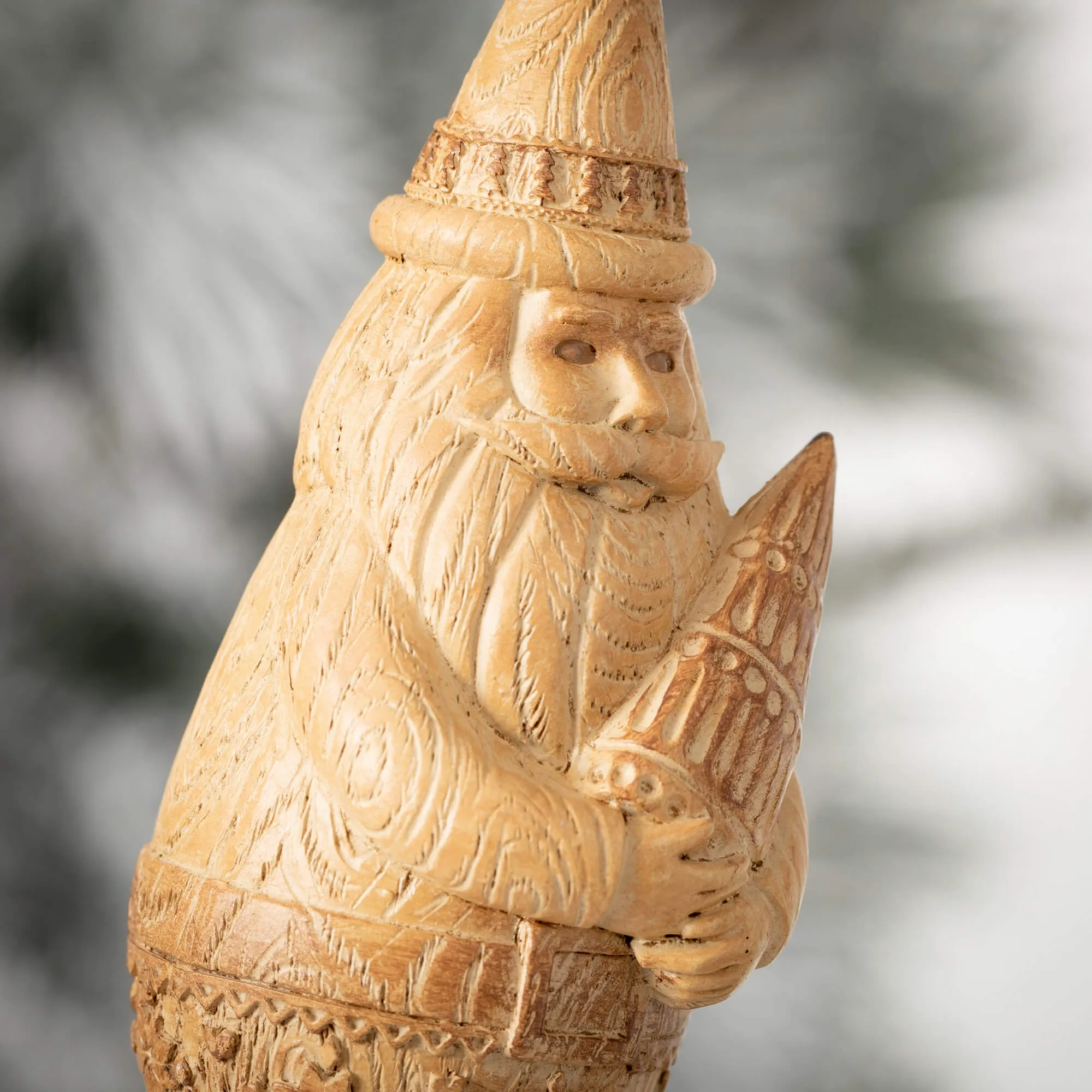 4.75"H Sullivans Scandinavian Santa Ornament, Brown Christmas Ornaments