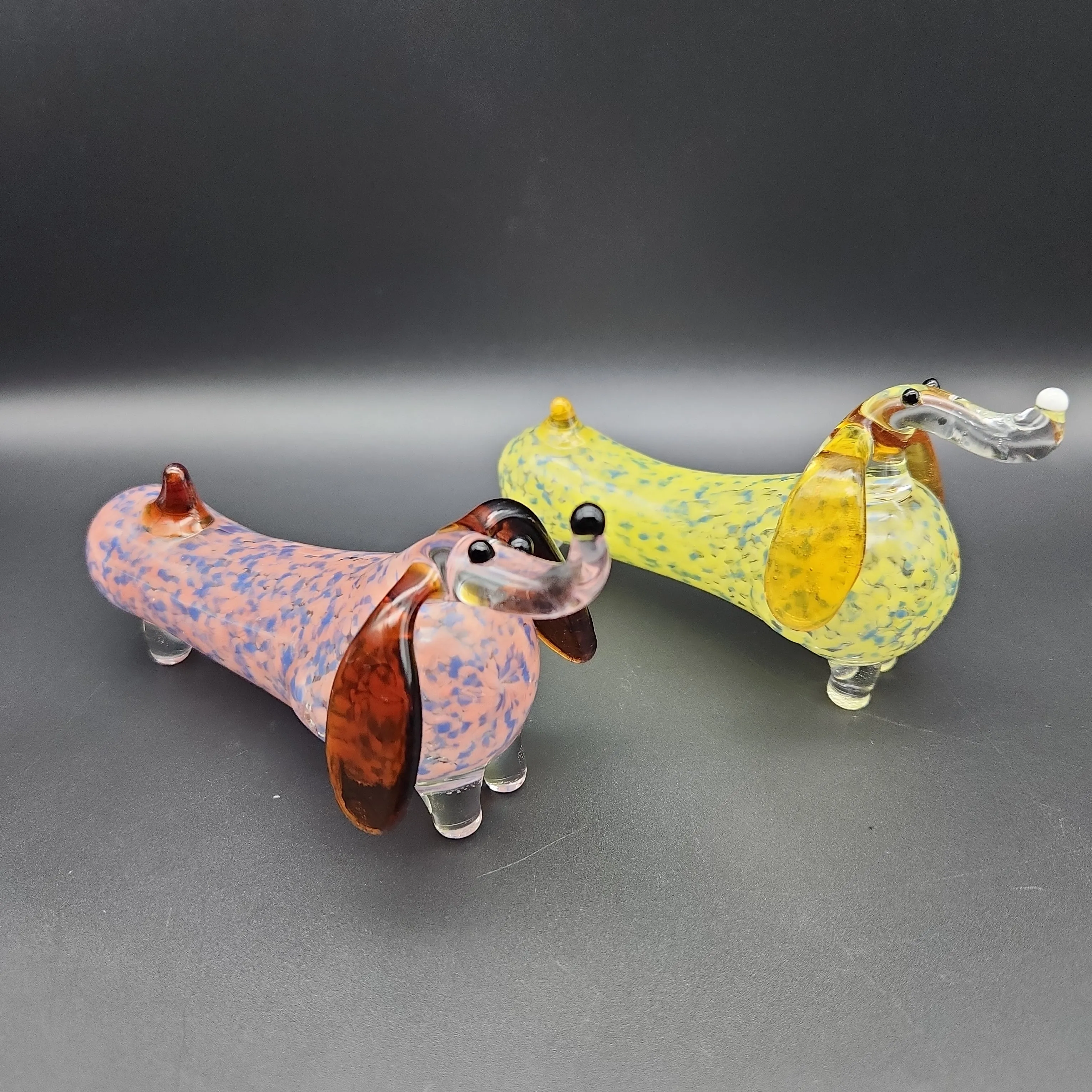 5 Dachshund Dog Hand Pipe Color Glass