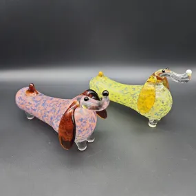 5 Dachshund Dog Hand Pipe Color Glass