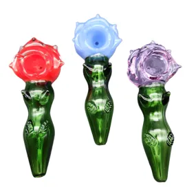 5" Glass Rose Pipe