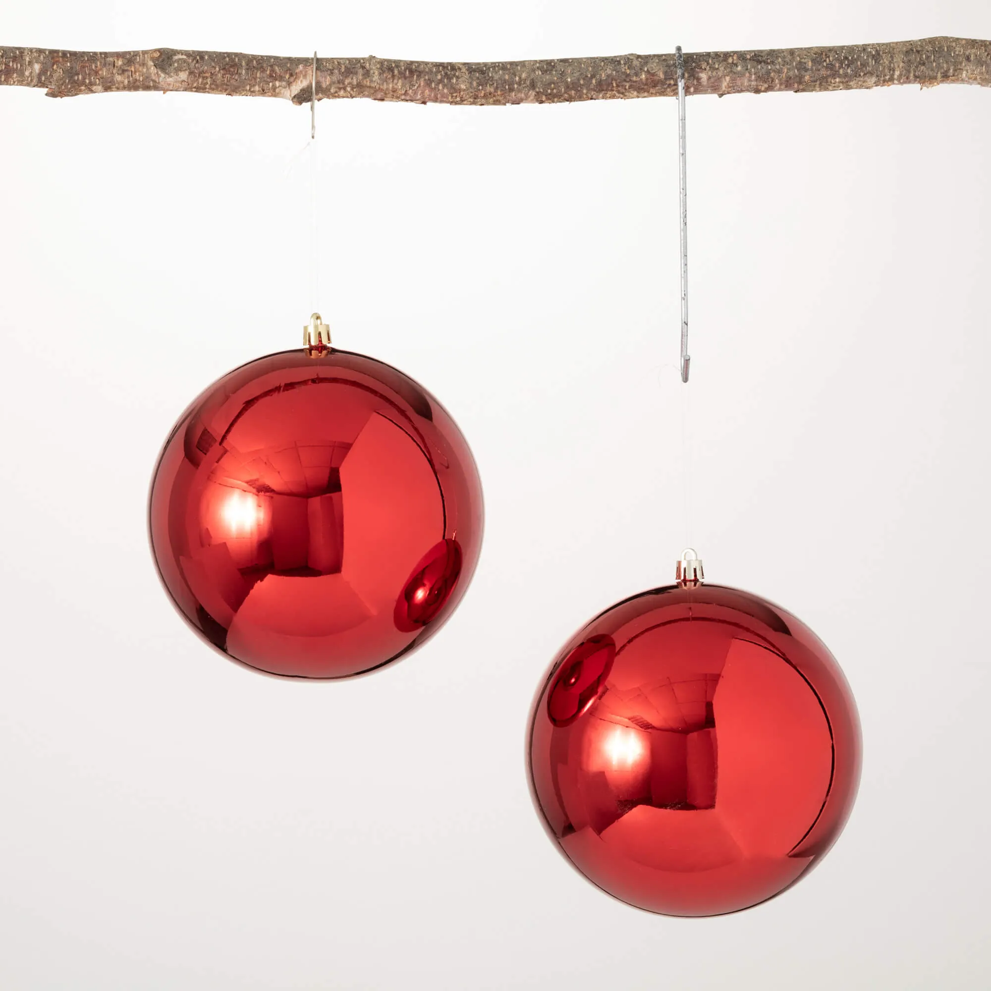 6"H Sullivans Shatterproof Ball Ornaments - Set of 2, Red Christmas Ornaments