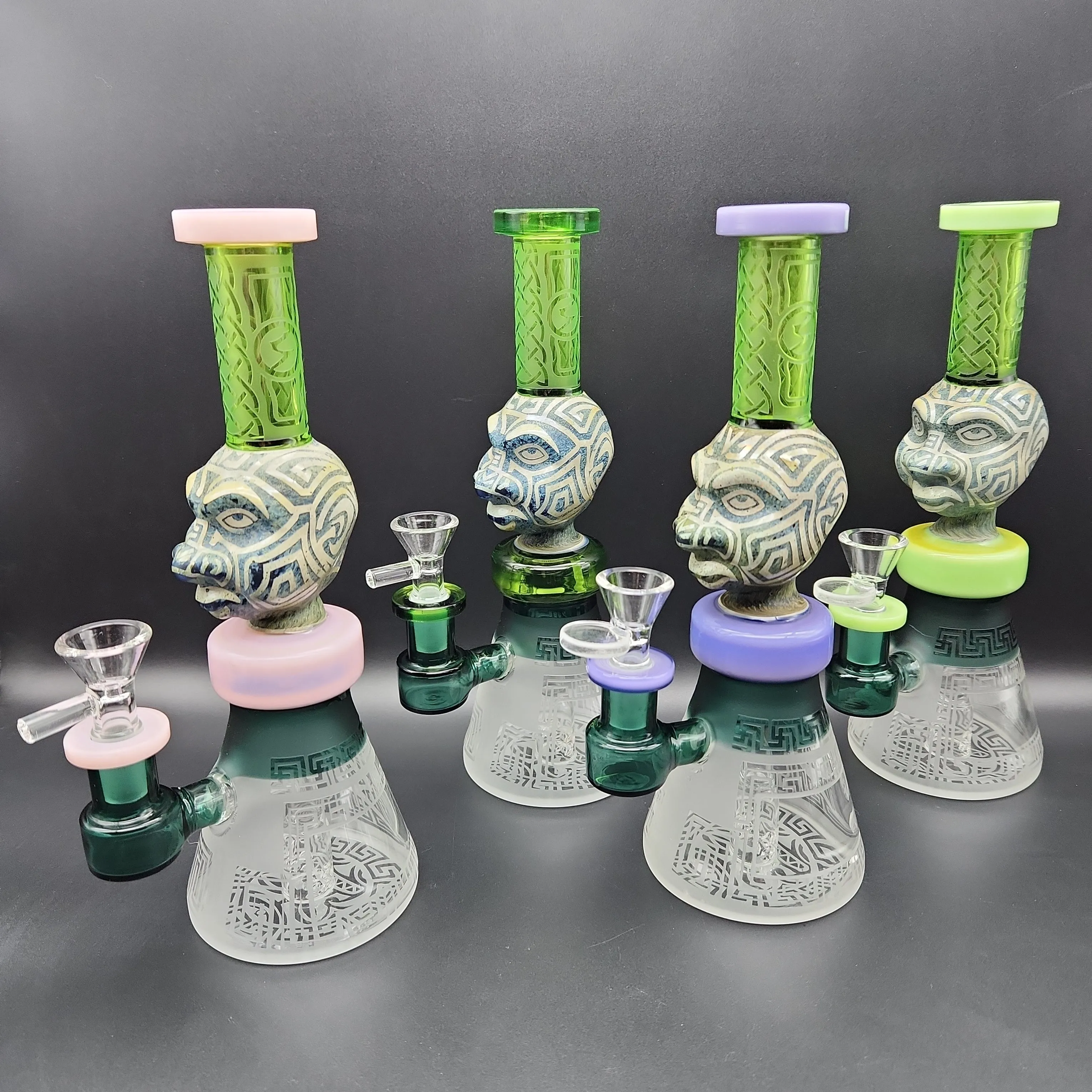 9 Aztec Face Beaker Water Pipe