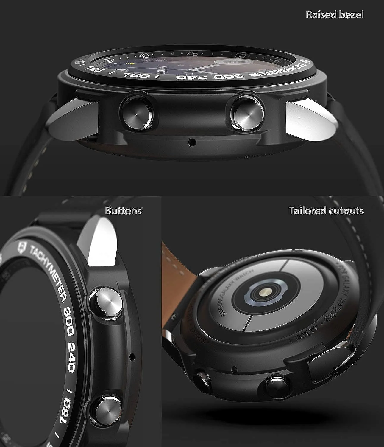 Air Sports   Bezel Styling Combo Case Designed for Galaxy Watch 3 41mm - Black