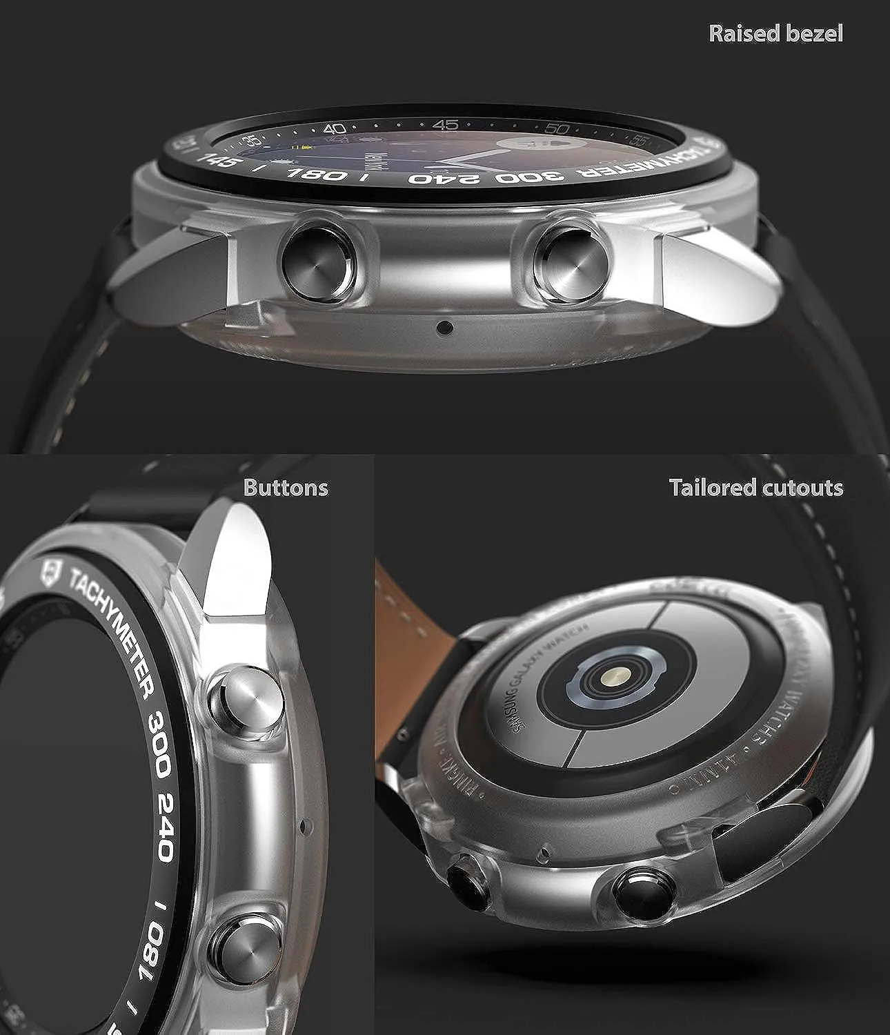 Air Sports   Bezel Styling Combo Case Designed for Galaxy Watch 3 41mm - Matte Clear