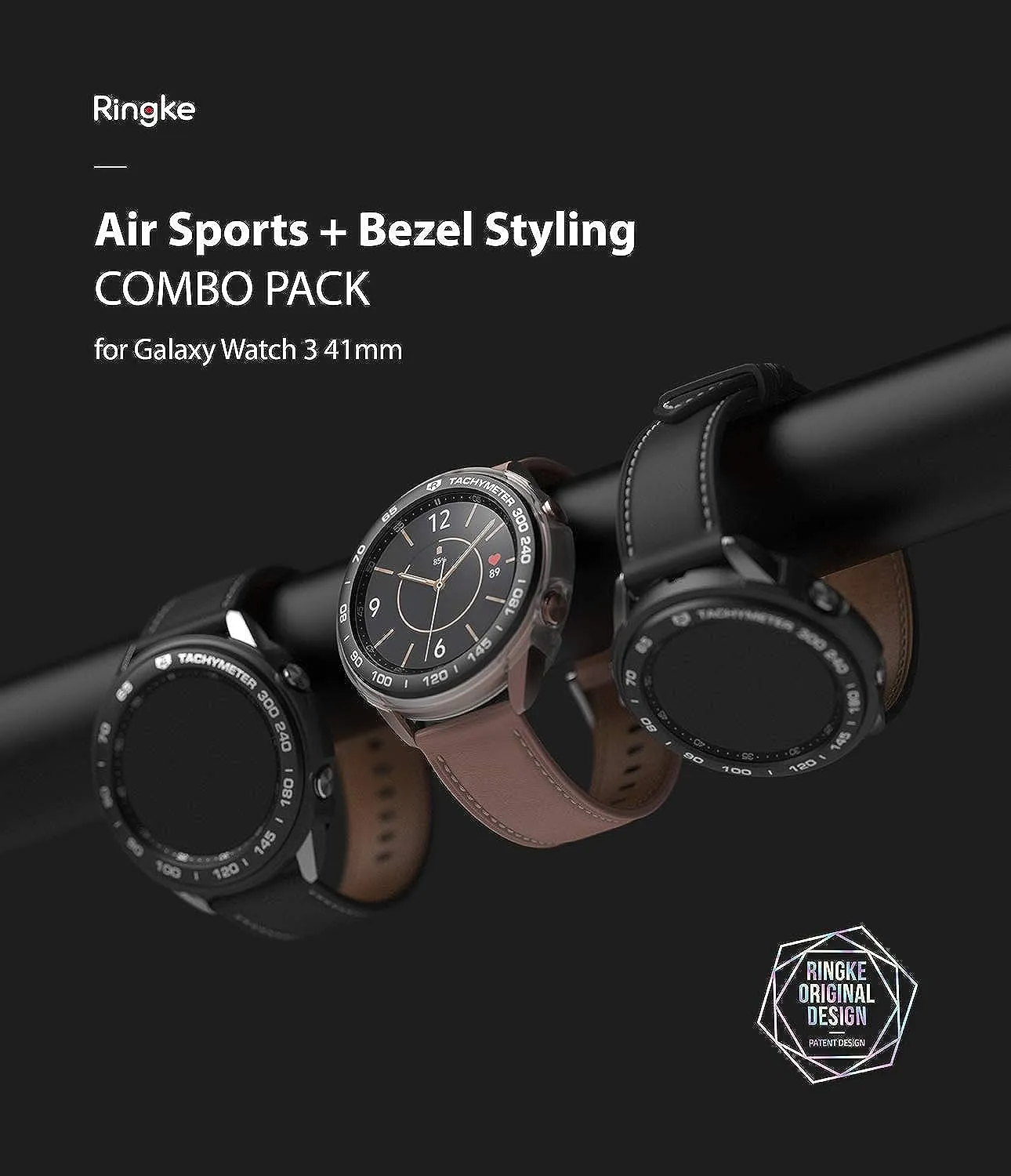 Air Sports   Bezel Styling Combo Case Designed for Galaxy Watch 3 41mm - Matte Clear