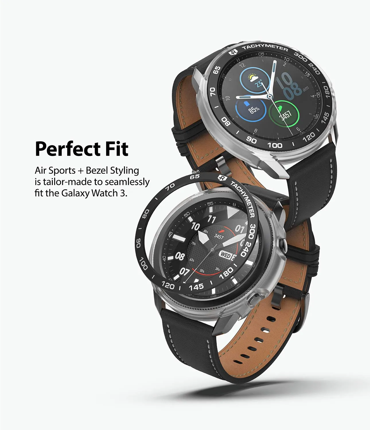 Air Sports   Bezel Styling Combo Case Designed for Galaxy Watch 3 45mm - Matte Clear