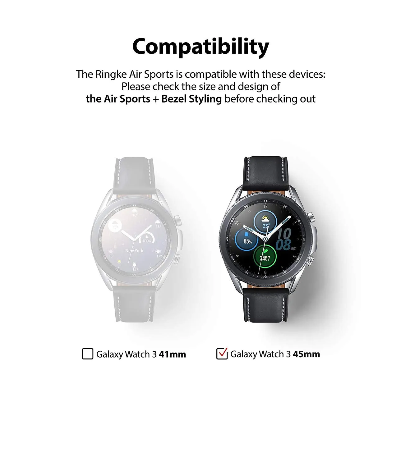 Air Sports   Bezel Styling Combo Case Designed for Galaxy Watch 3 45mm - Matte Clear