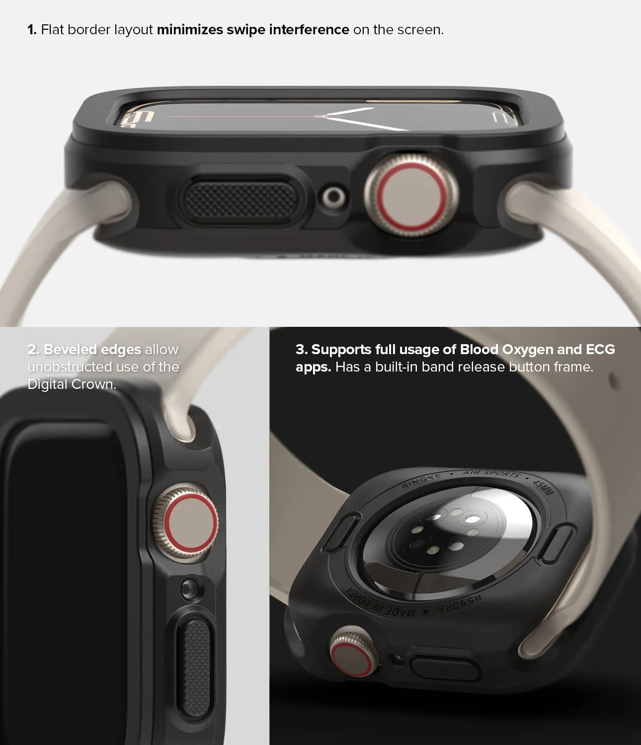 Air Sports Case Compatible with Apple Watch 8 / 7 45mm - Black