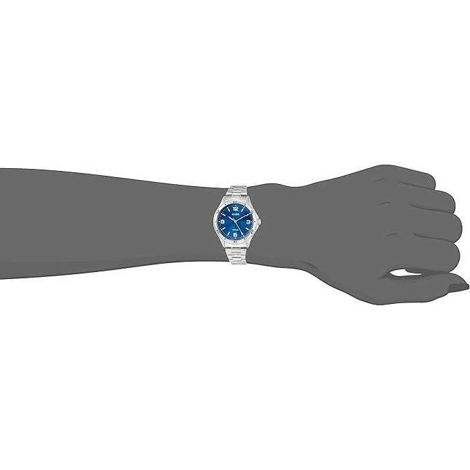 ALBA SPORTS ANALOG DOME INORGANIC GLASS SILVER STRAP BLUE DIAL LADIES WATCH AQQK409