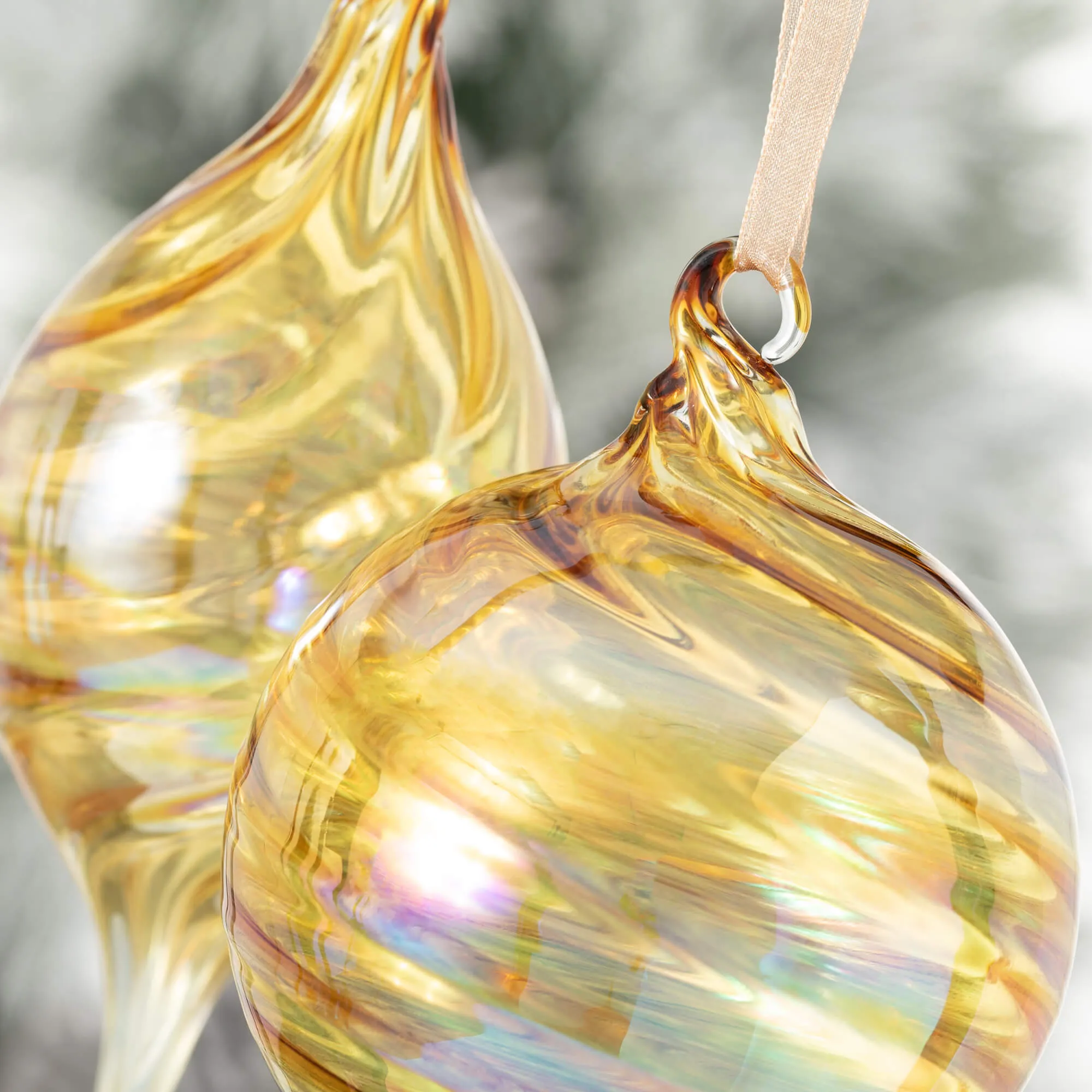 Amber Ball And Drop Ornaments