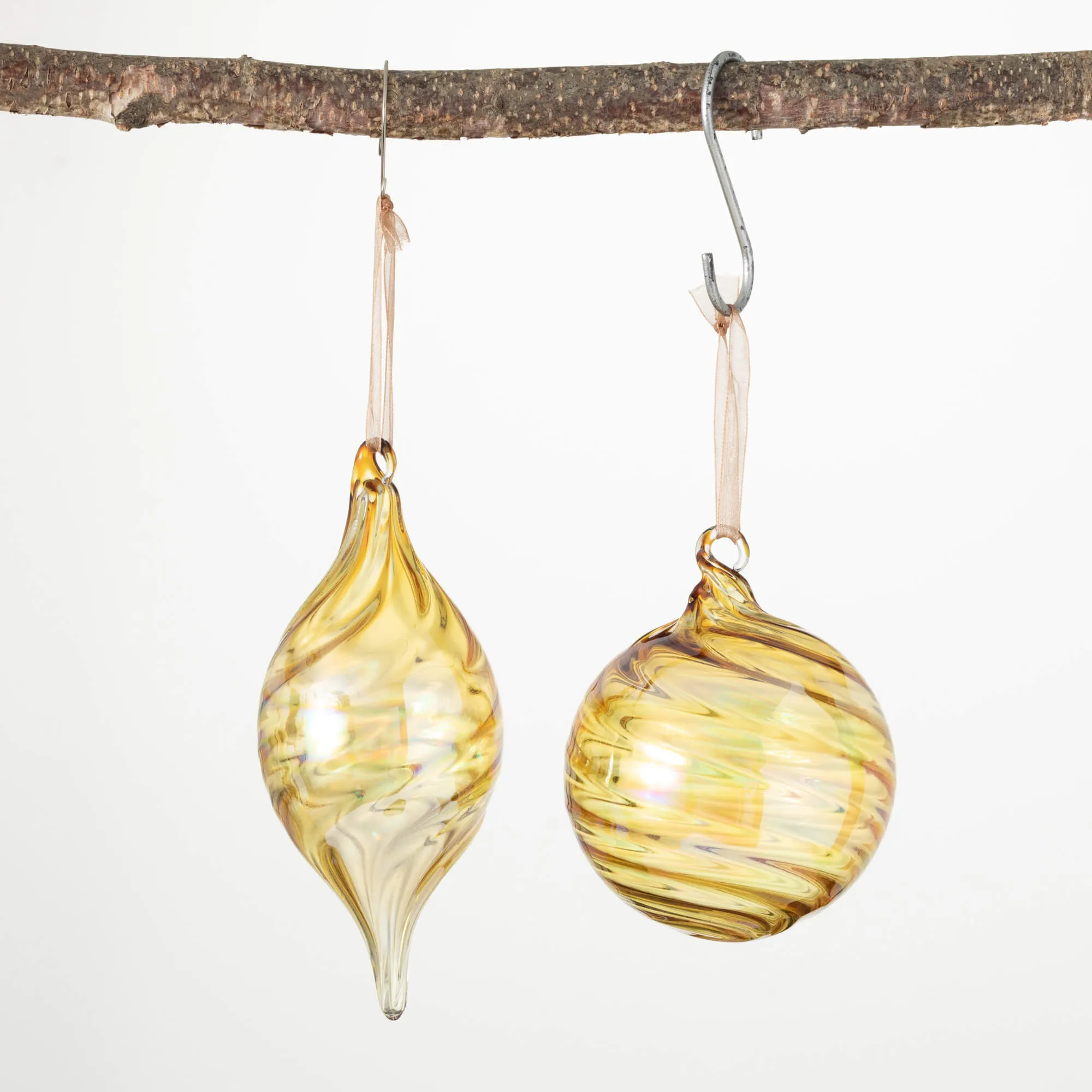 Amber Ball And Drop Ornaments