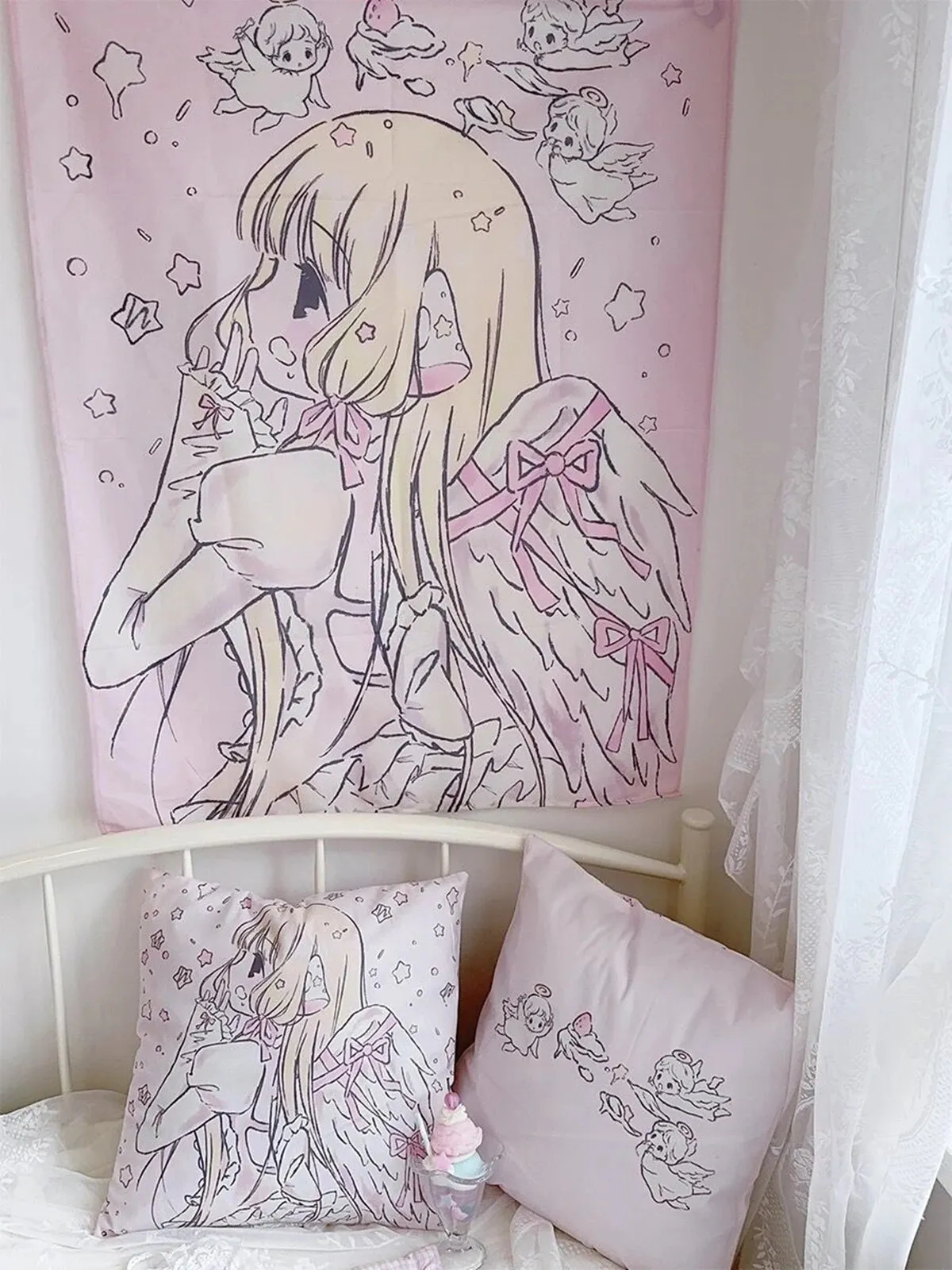 Angelic Prayer Anime Wall Tapestry