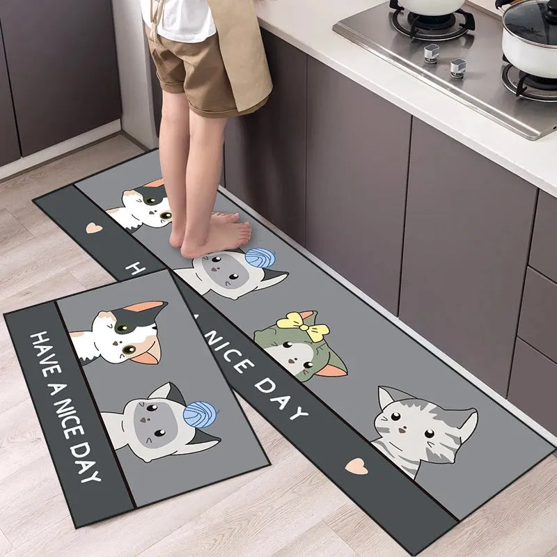 Animal Cartoon Non-Slip Kitchen Rug