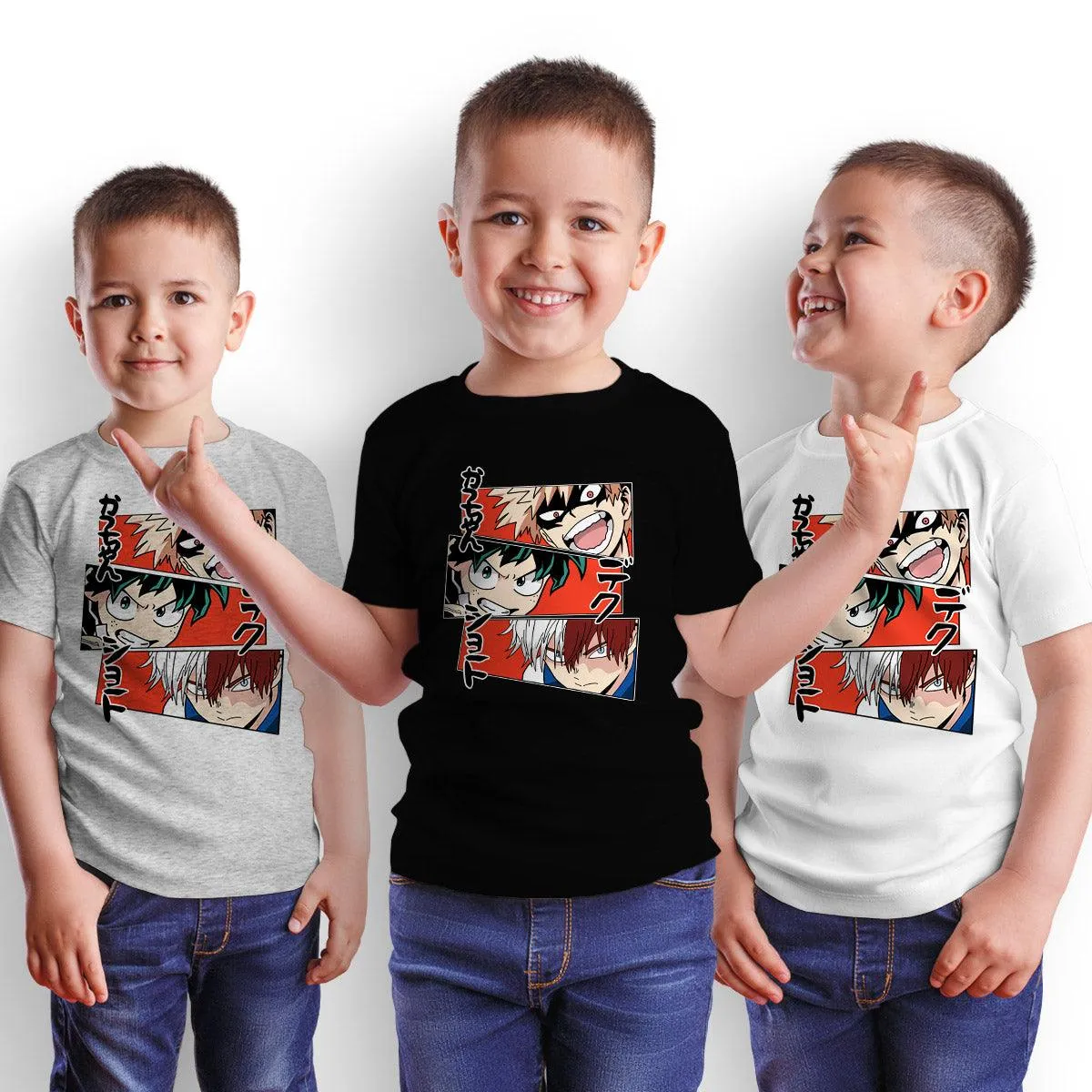 Anime My Hero Academia Katsuki Bakugo Midoriya Izuku And Shoto Todoroki T-shirt Anime Manga Kids T-shirt