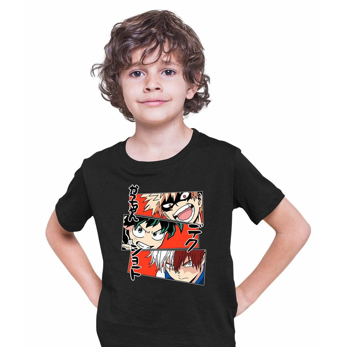 Anime My Hero Academia Katsuki Bakugo Midoriya Izuku And Shoto Todoroki T-shirt Anime Manga Kids T-shirt