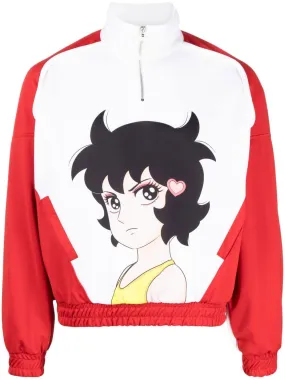 Anime-Print Half-Zip Jumper