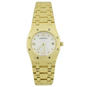 Audemars Piguet Ladies Vintage Royal Oak Quartz 18K Yellow Gold 28mm Silver Roman Numeral & Dot Dial Watch