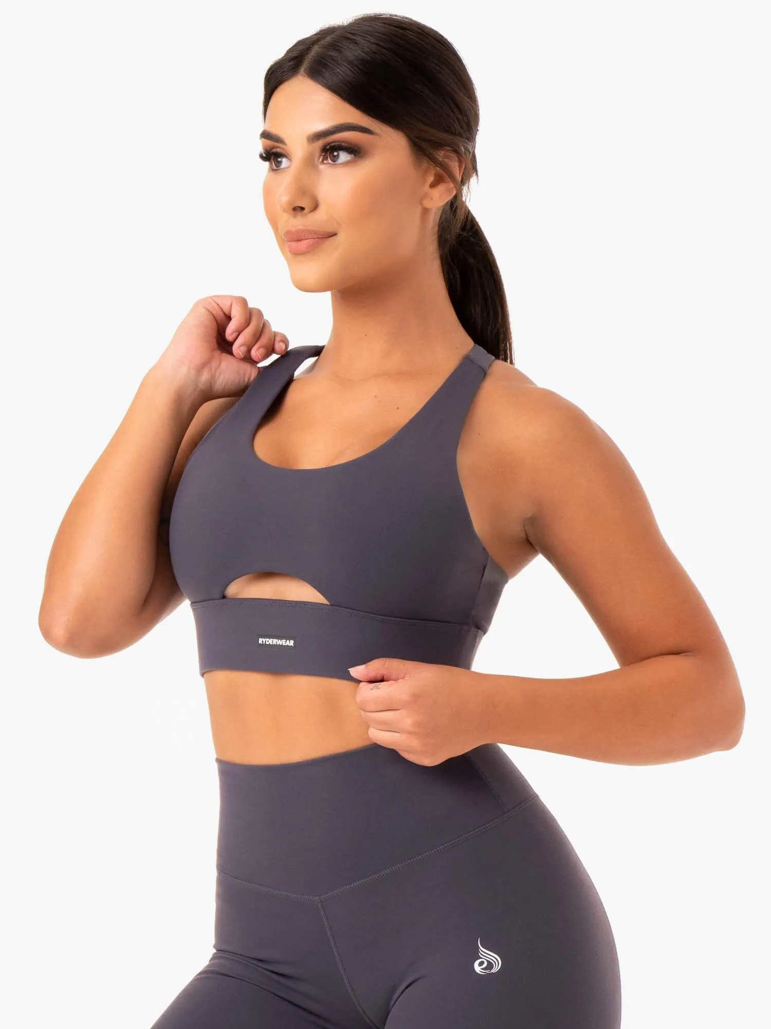 Base Racer Back Sports Bra - Charcoal