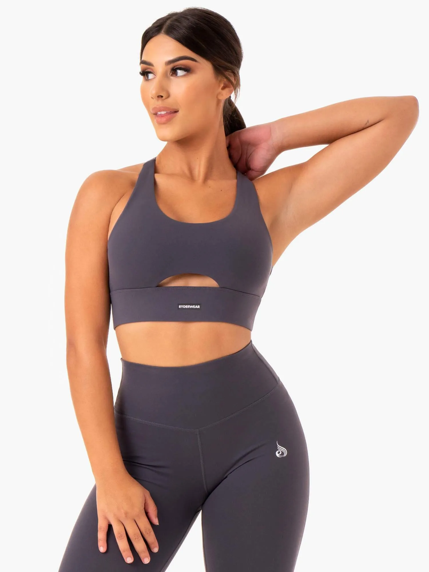 Base Racer Back Sports Bra - Charcoal