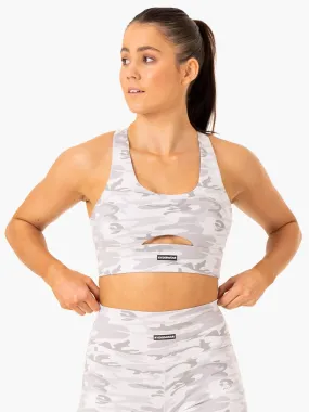 Base Racer Back Sports Bra - Grey Camo