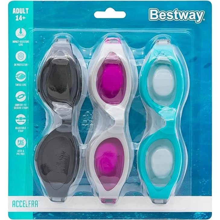 Bestway Accelera 14  years (3 Pieces) PACK Swimming Goggles [WS]