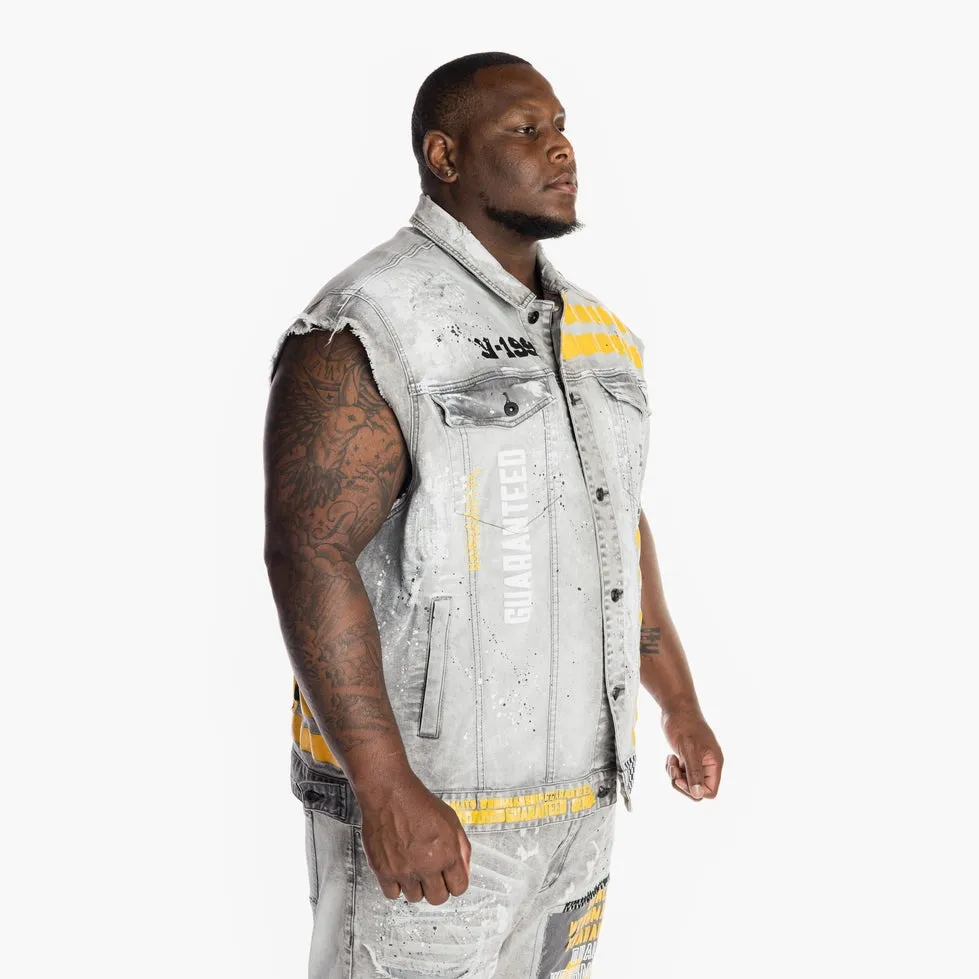 Big and Tall Utility Fashion Denim Vest - Frost Grey