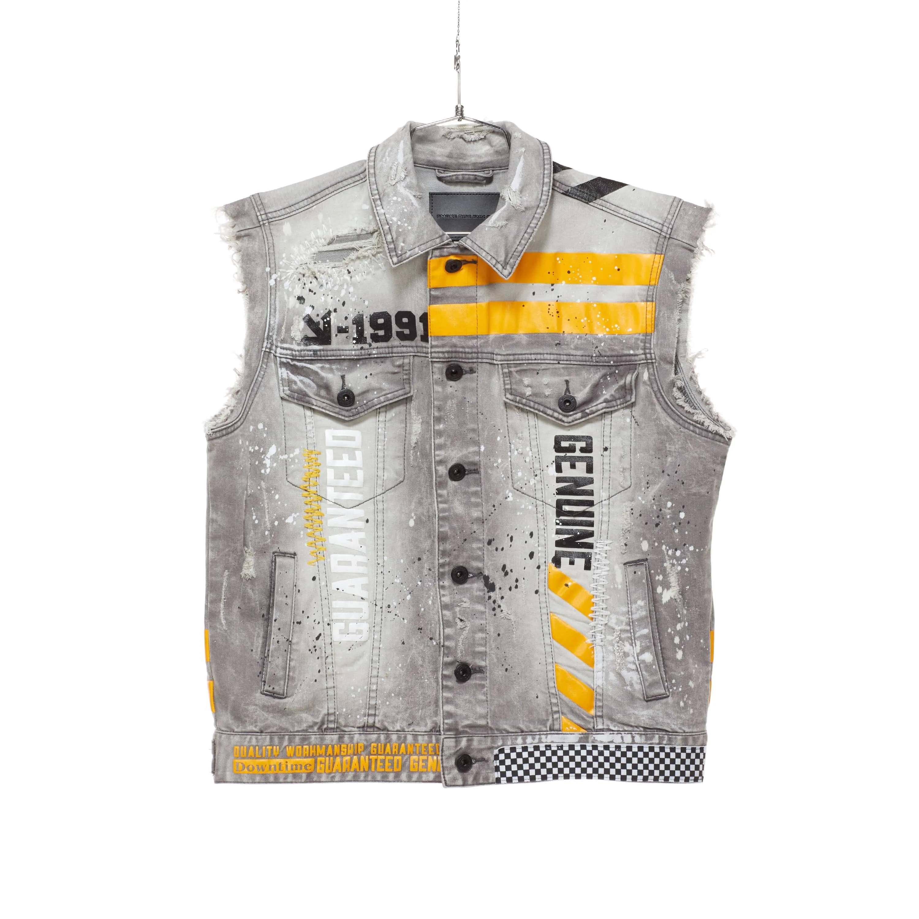 Big and Tall Utility Fashion Denim Vest - Frost Grey