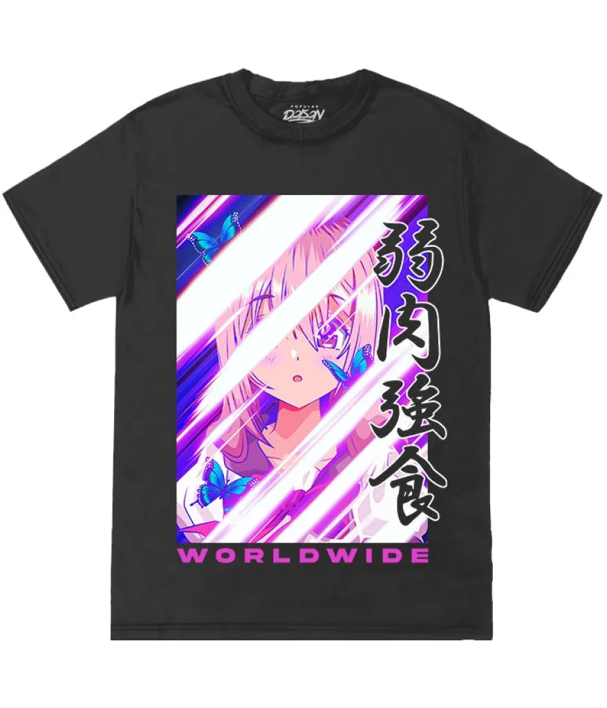 BIG SIZE ANIME BUTTERFLY LIGHTS TEE