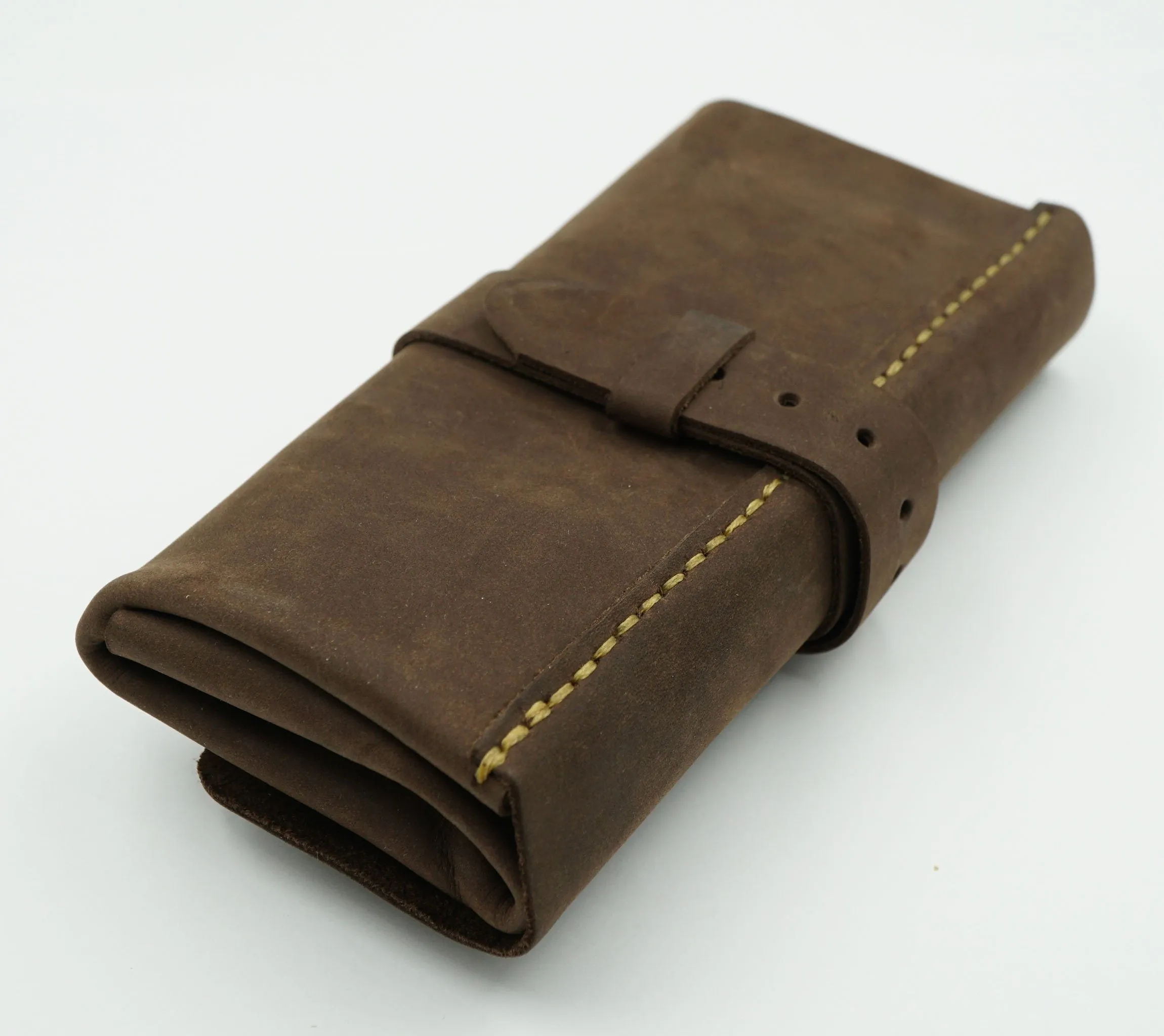 Brown Leather Watch Roll for 3 watches