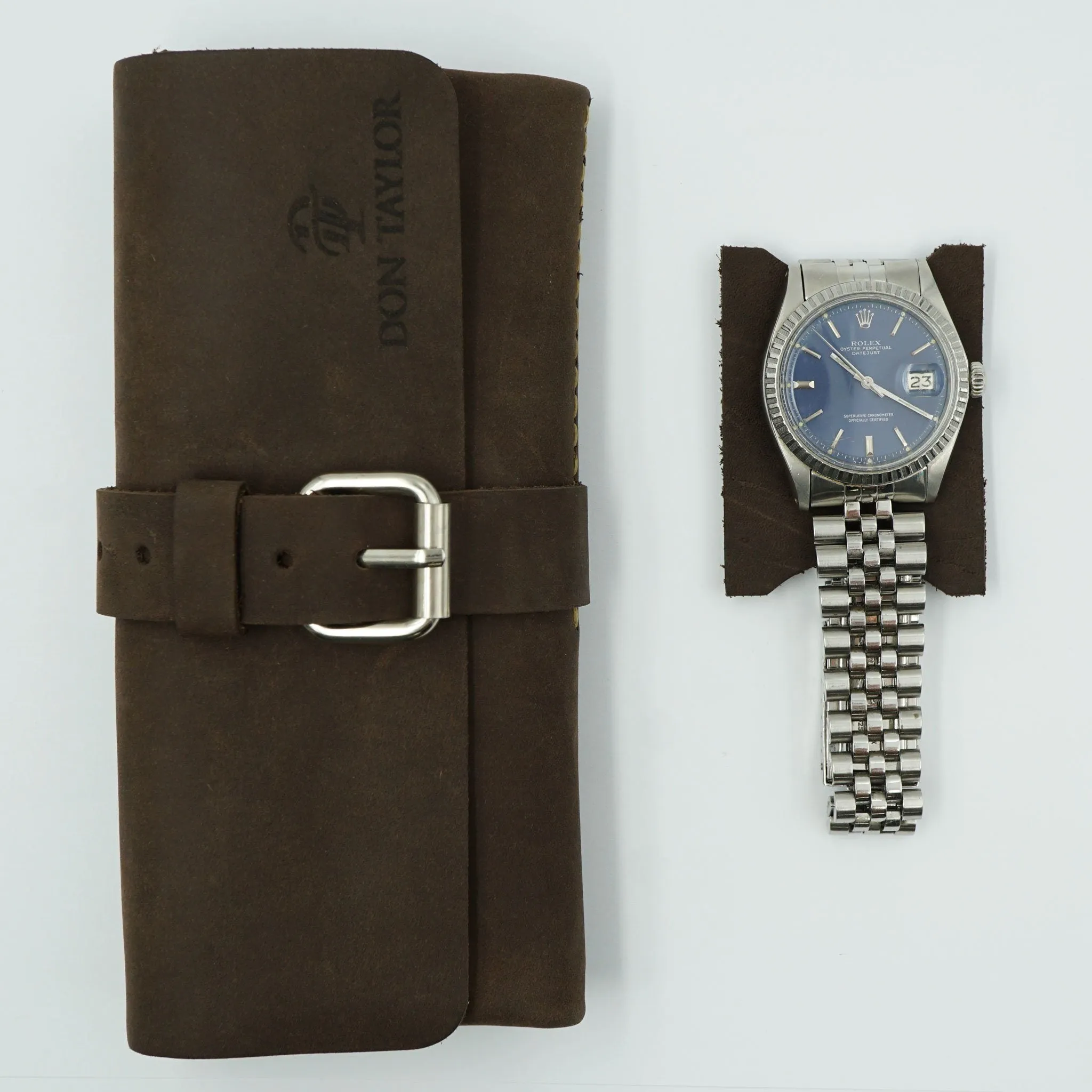 Brown Leather Watch Roll for 3 watches