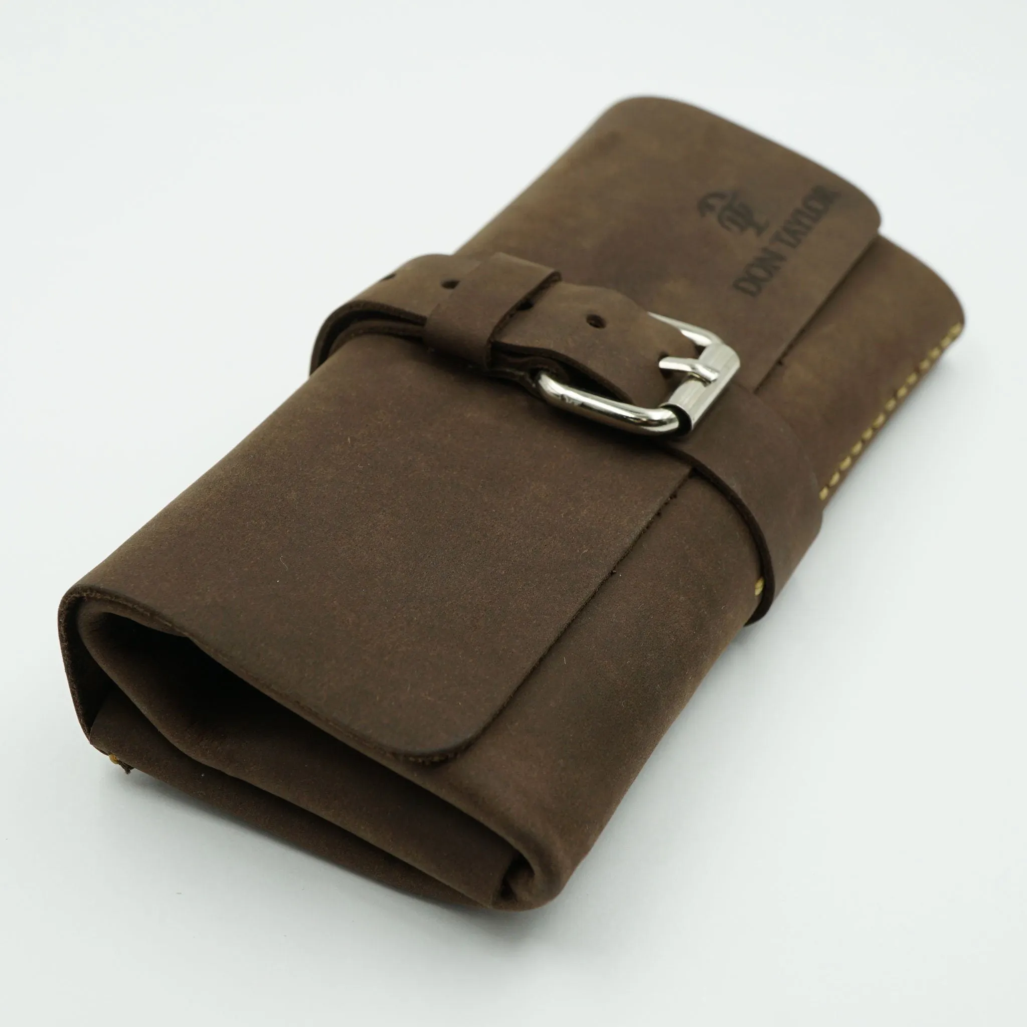 Brown Leather Watch Roll for 3 watches