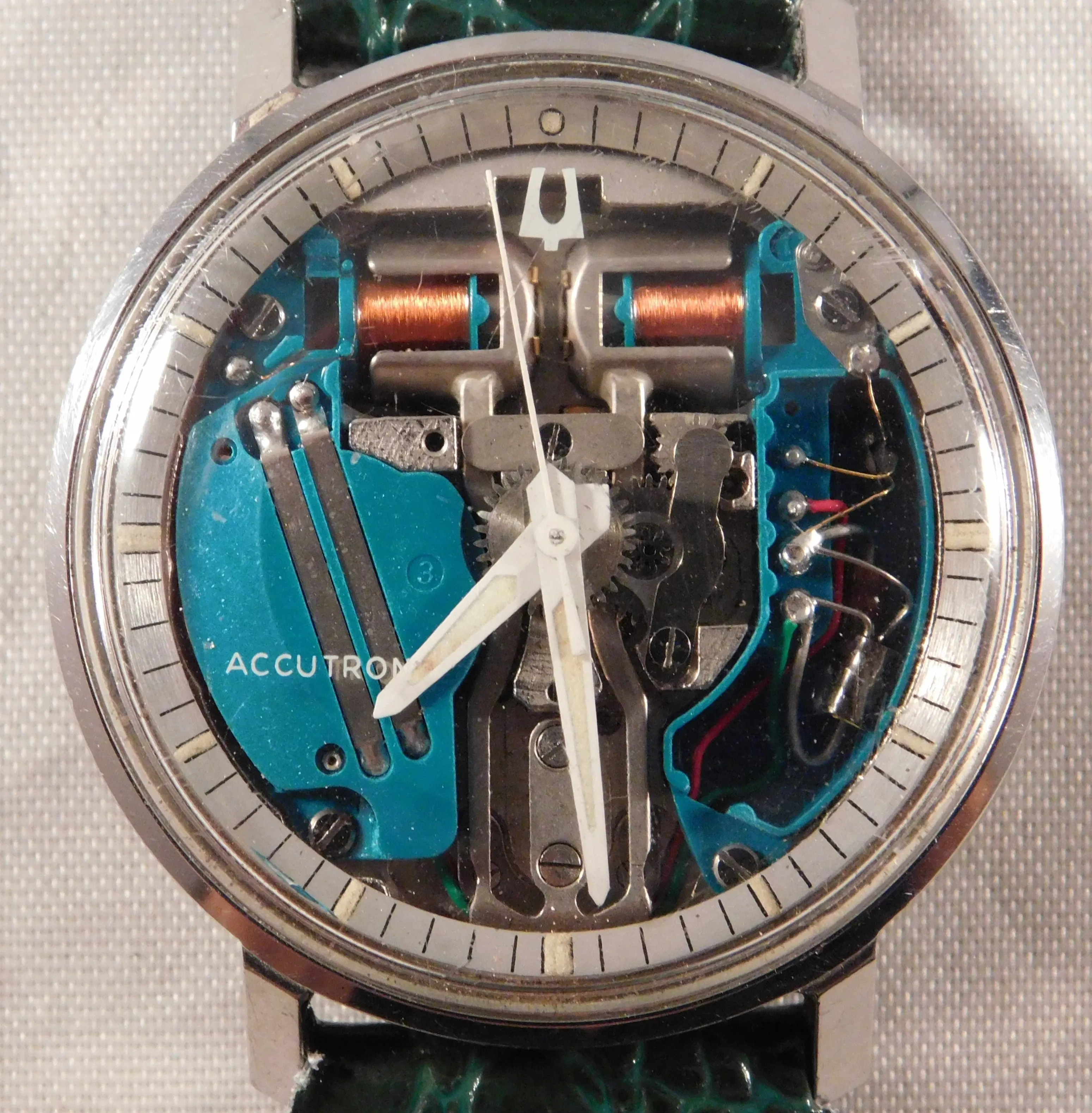 Bulova Accutron Spaceview 214 M6 SS Vintage 1966 Tuning Fork Mens Watch ....34mm