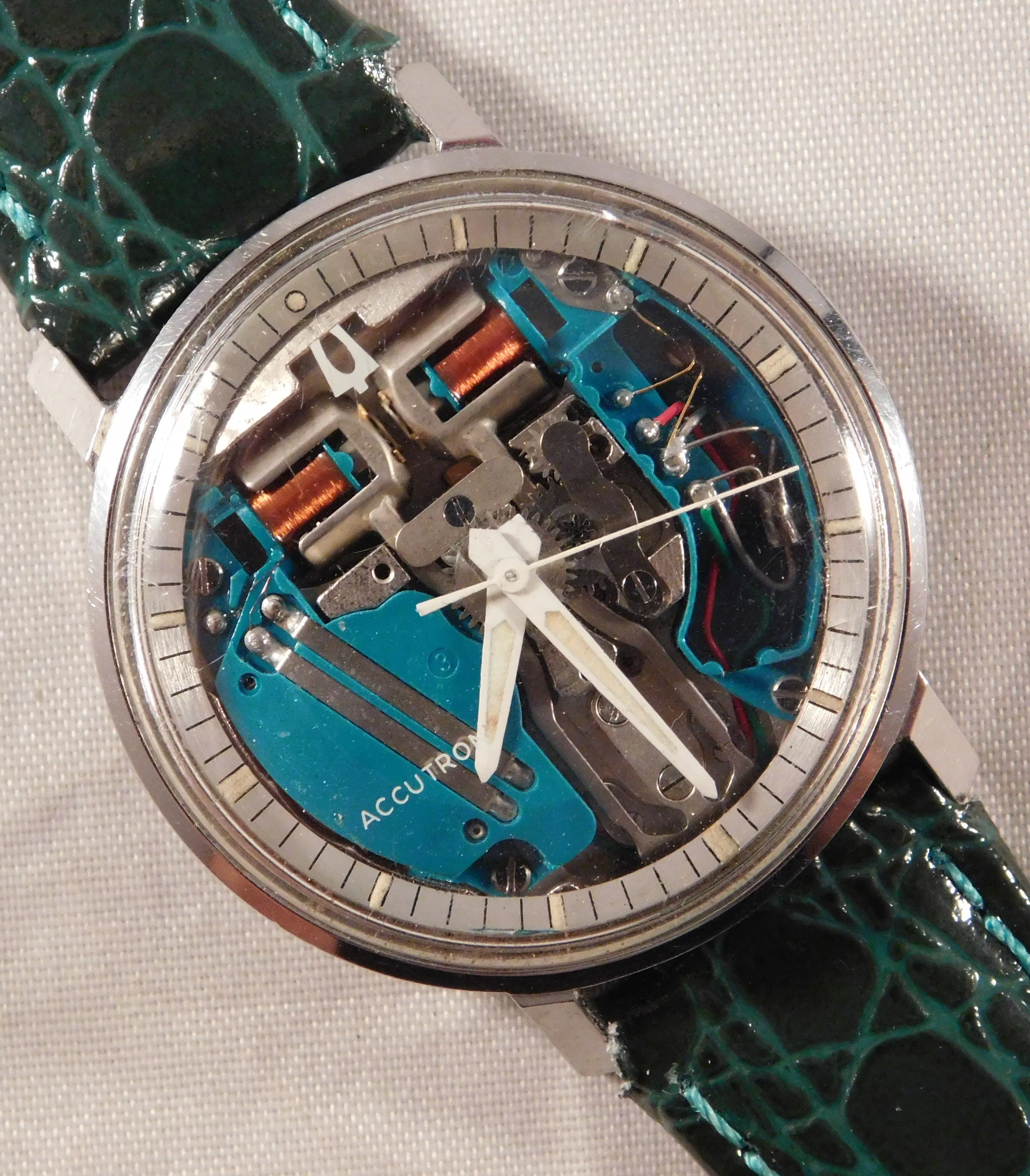 Bulova Accutron Spaceview 214 M6 SS Vintage 1966 Tuning Fork Mens Watch ....34mm