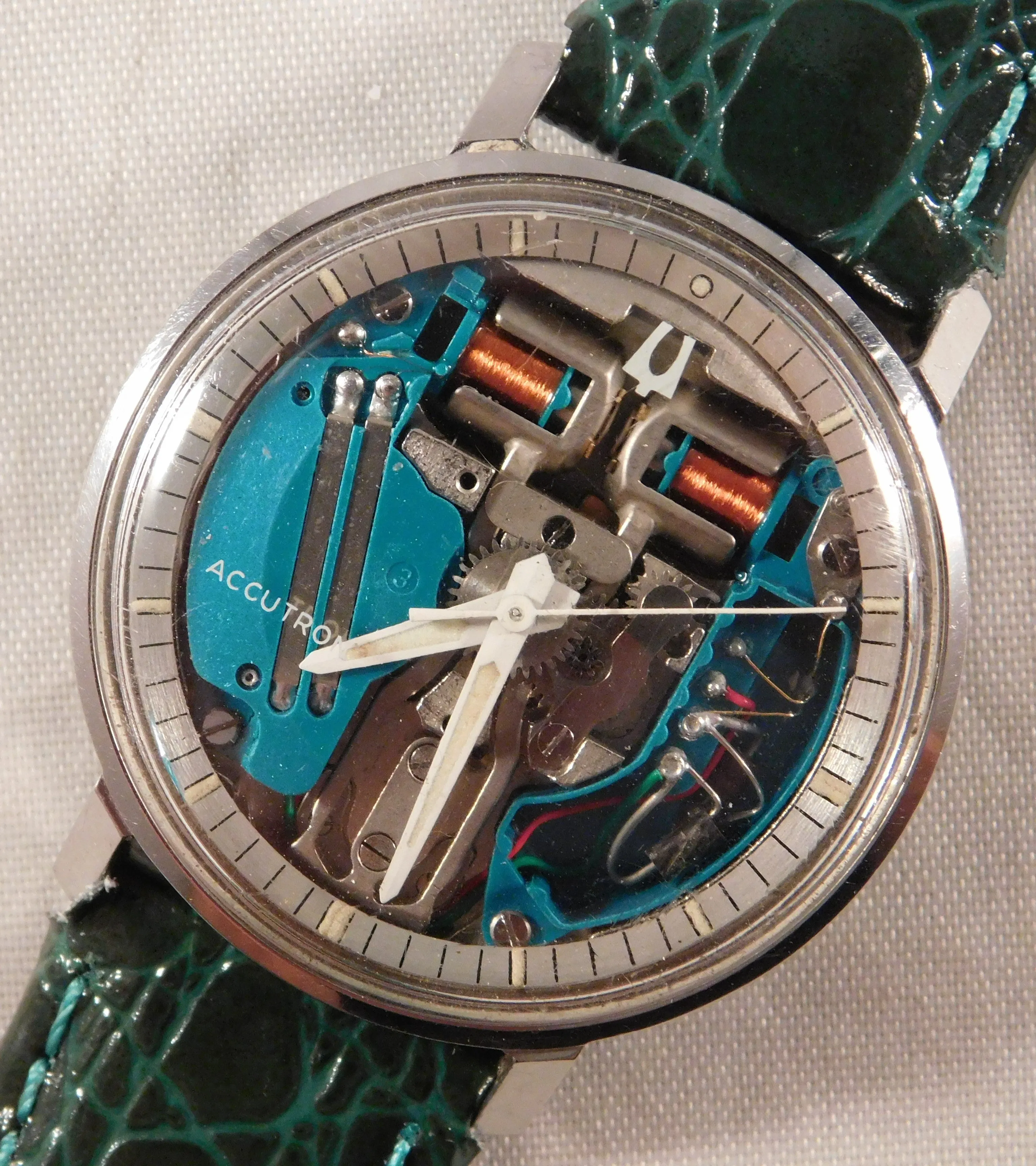 Bulova Accutron Spaceview 214 M6 SS Vintage 1966 Tuning Fork Mens Watch ....34mm