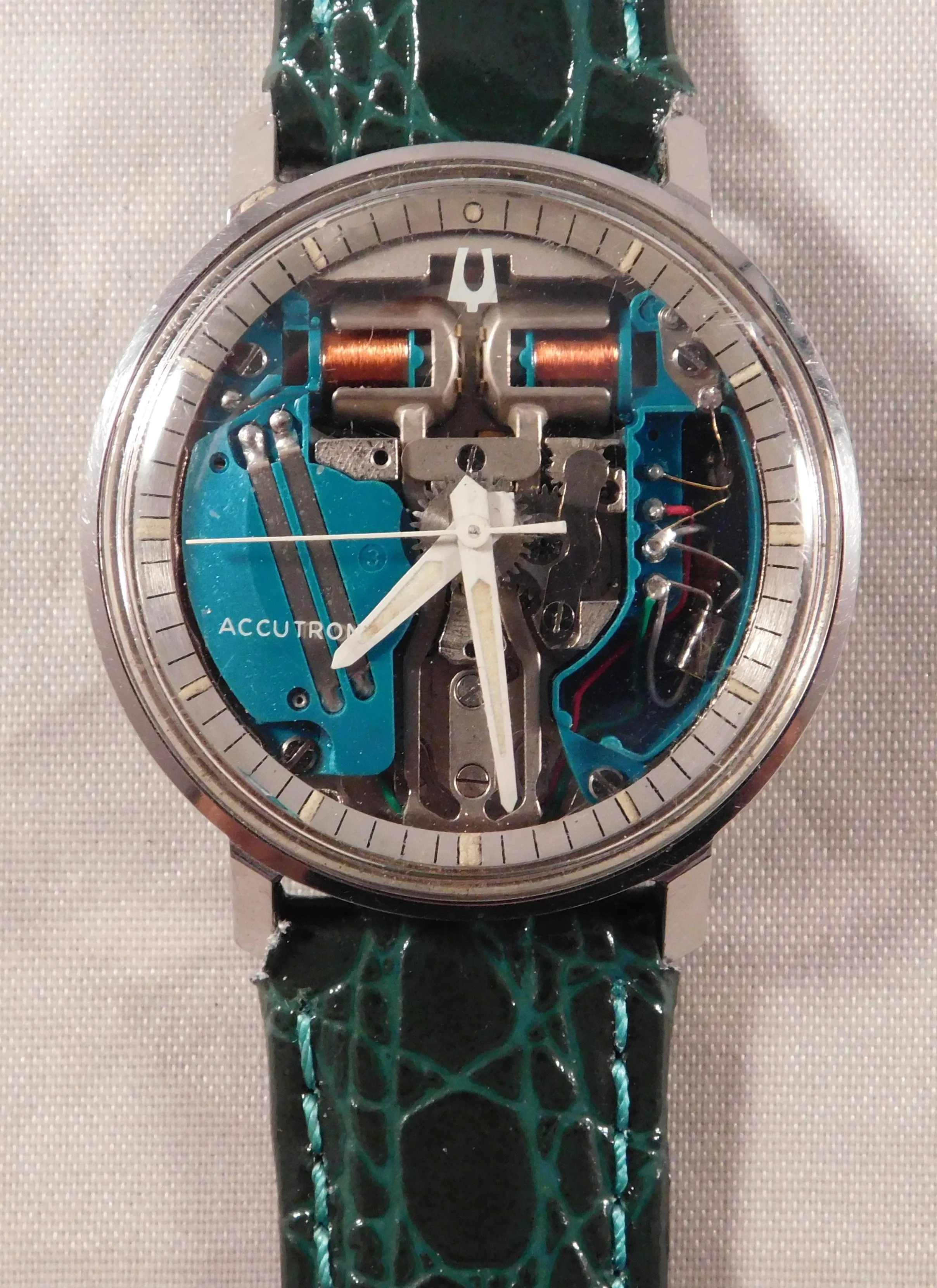 Bulova Accutron Spaceview 214 M6 SS Vintage 1966 Tuning Fork Mens Watch ....34mm