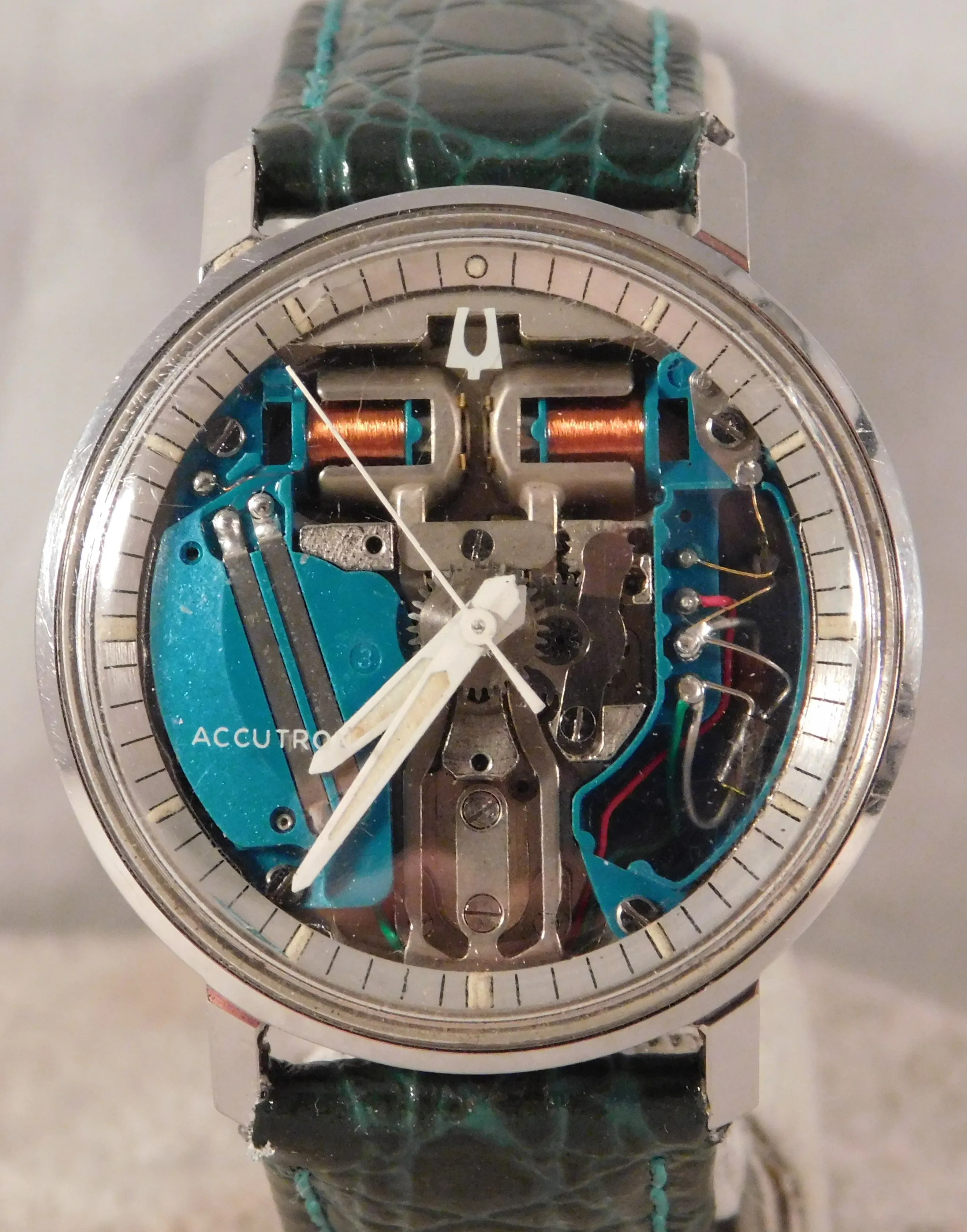 Bulova Accutron Spaceview 214 M6 SS Vintage 1966 Tuning Fork Mens Watch ....34mm