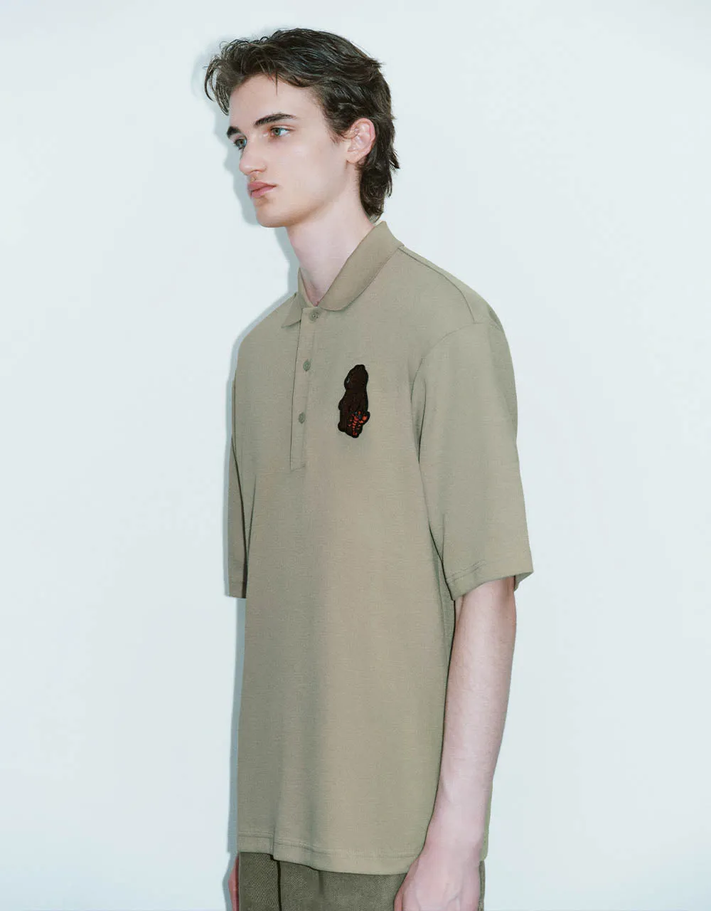 Cartoon Embossed Loose Polo Shirt