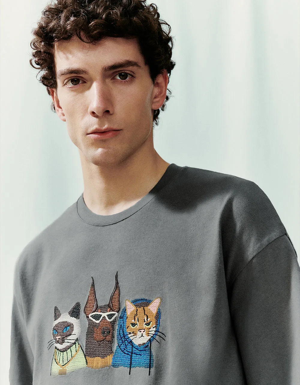 Cartoon Printed Crew Neck Straight T-Shirt