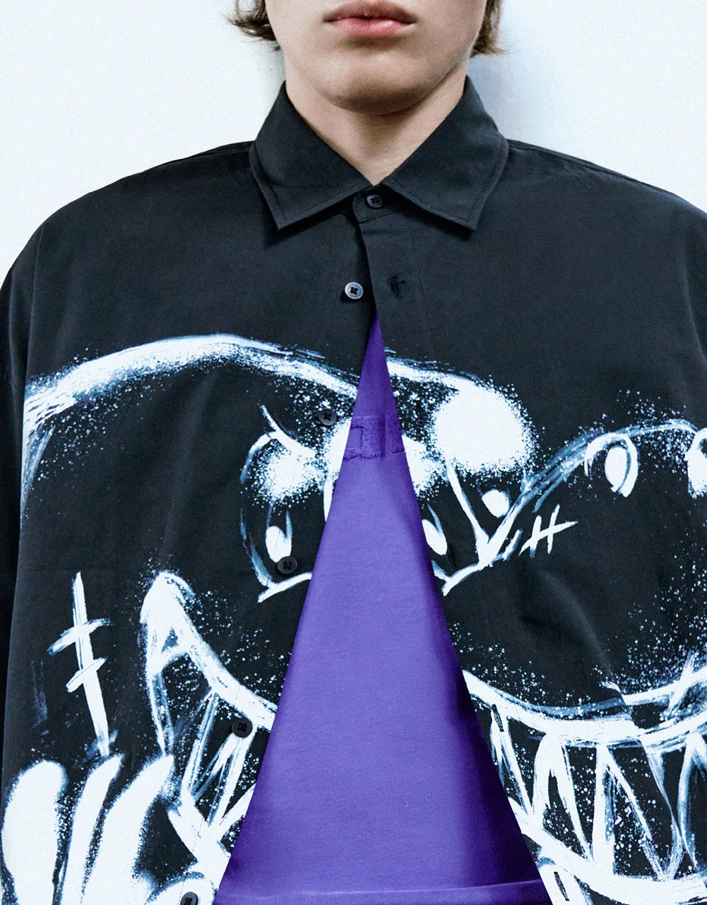 Cartoon Printed Oversized Shirt