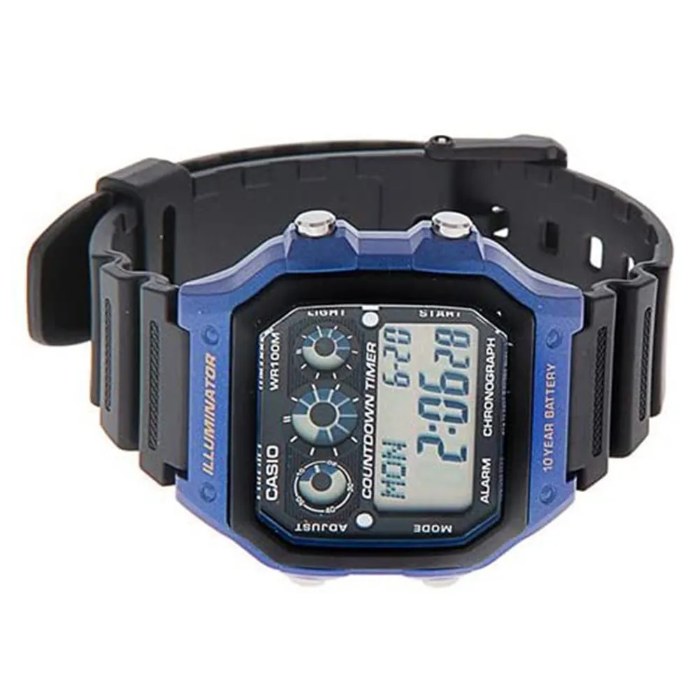 Casio Illuminator Digital Black Resin Men's Sports Watch - AE1300WH-2A