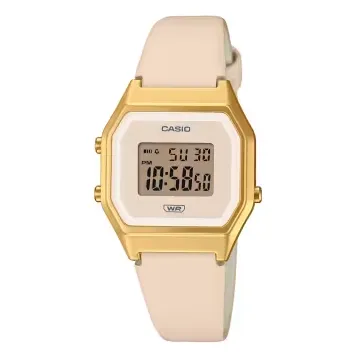 Casio Watch Digital Vintage Gold Pink Leather LA680WEGL-4DF