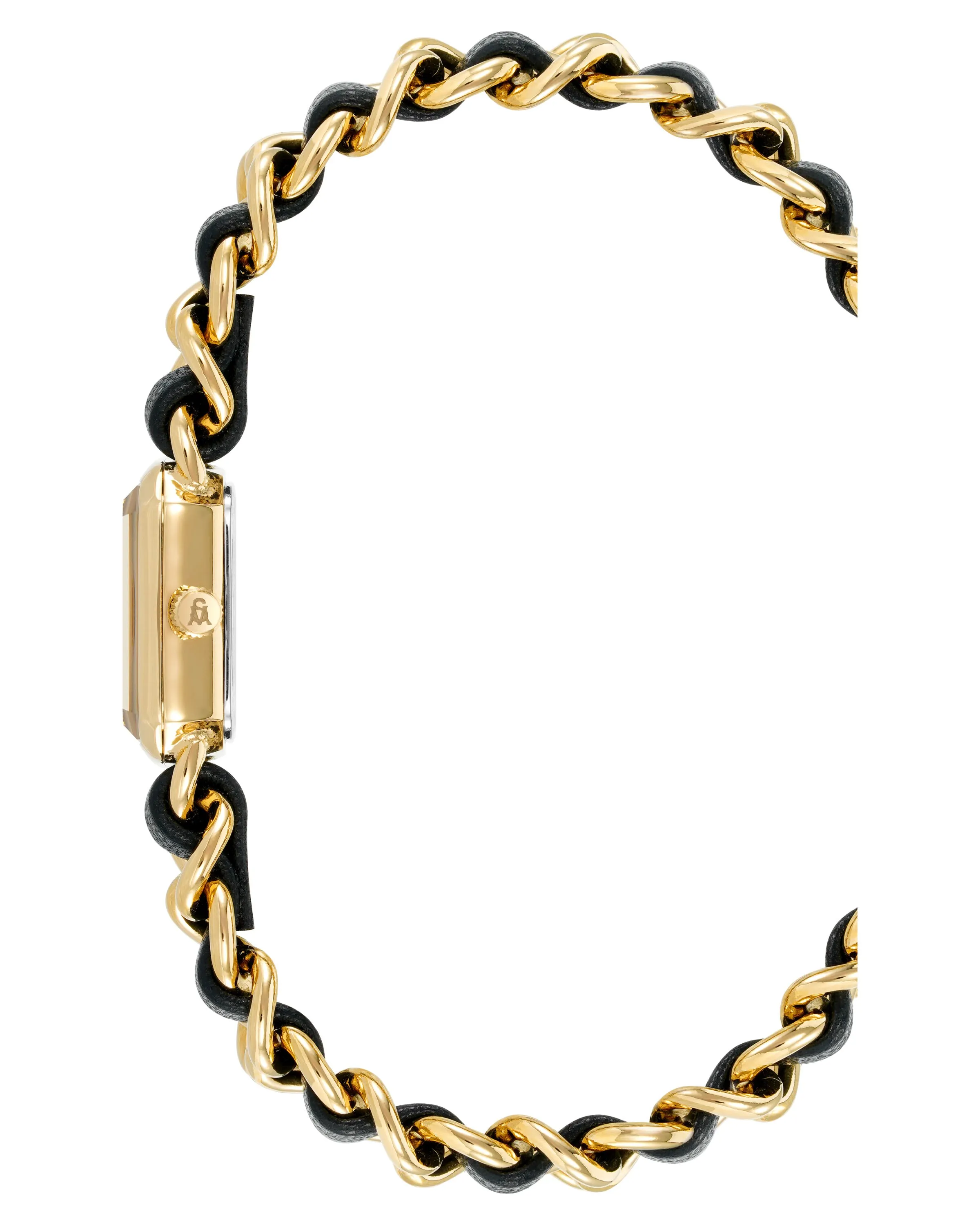 CHAIN WATCH AND BRACELET SET GOLD BLACK