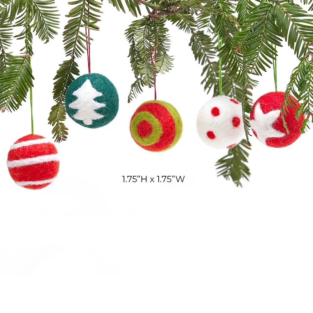 Christmas Balls Felt Ornaments Pack 5