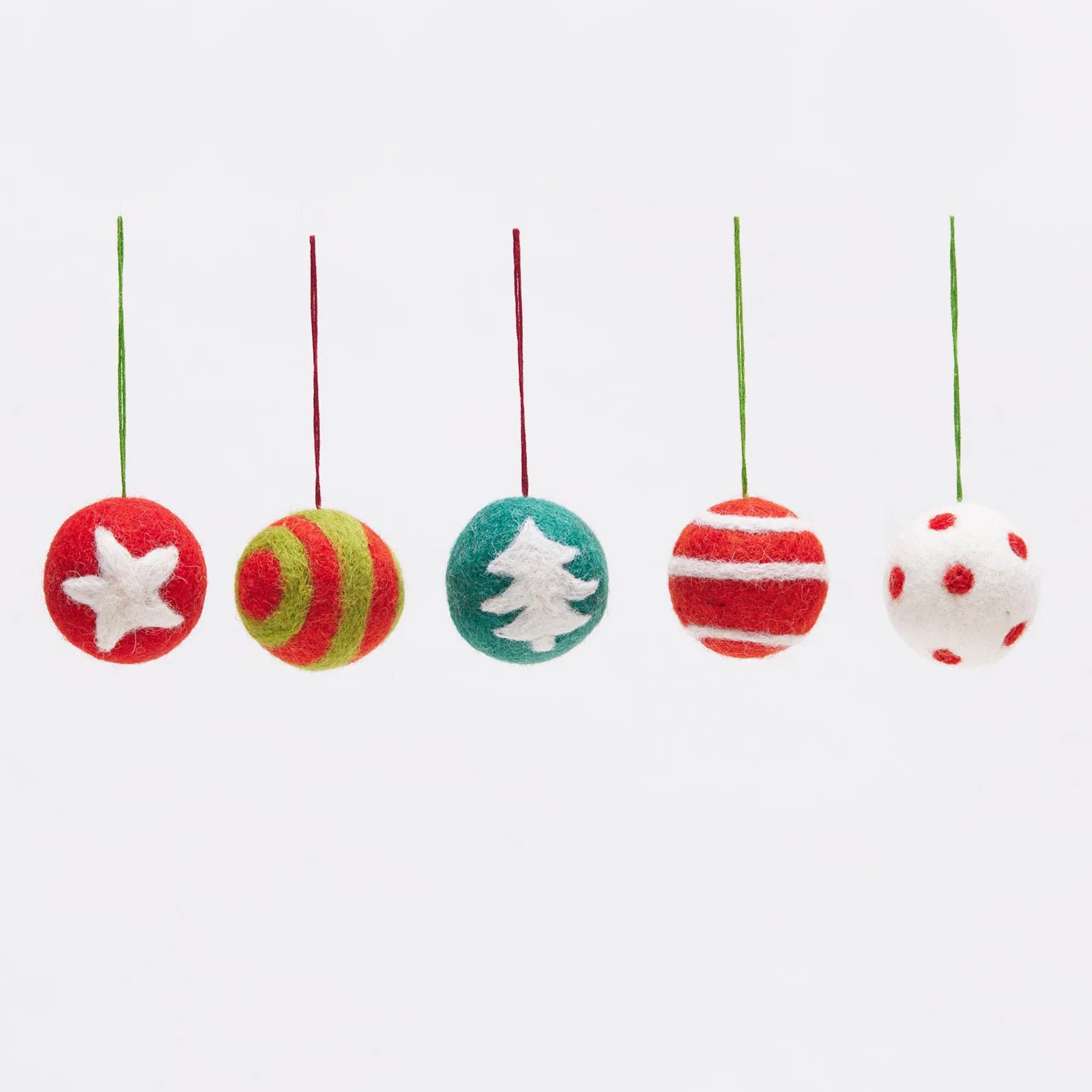 Christmas Balls Felt Ornaments Pack 5