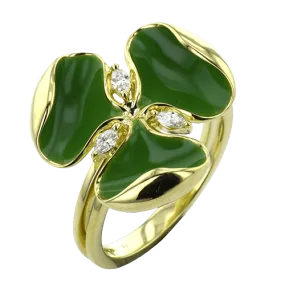 Clover Fashion Ring in 18k Gold with Diamonds