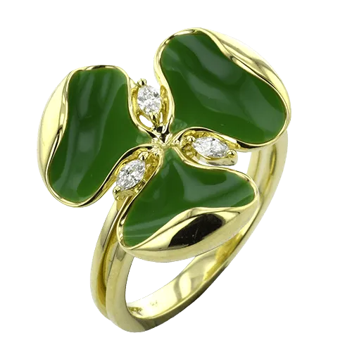 Clover Fashion Ring in 18k Gold with Diamonds