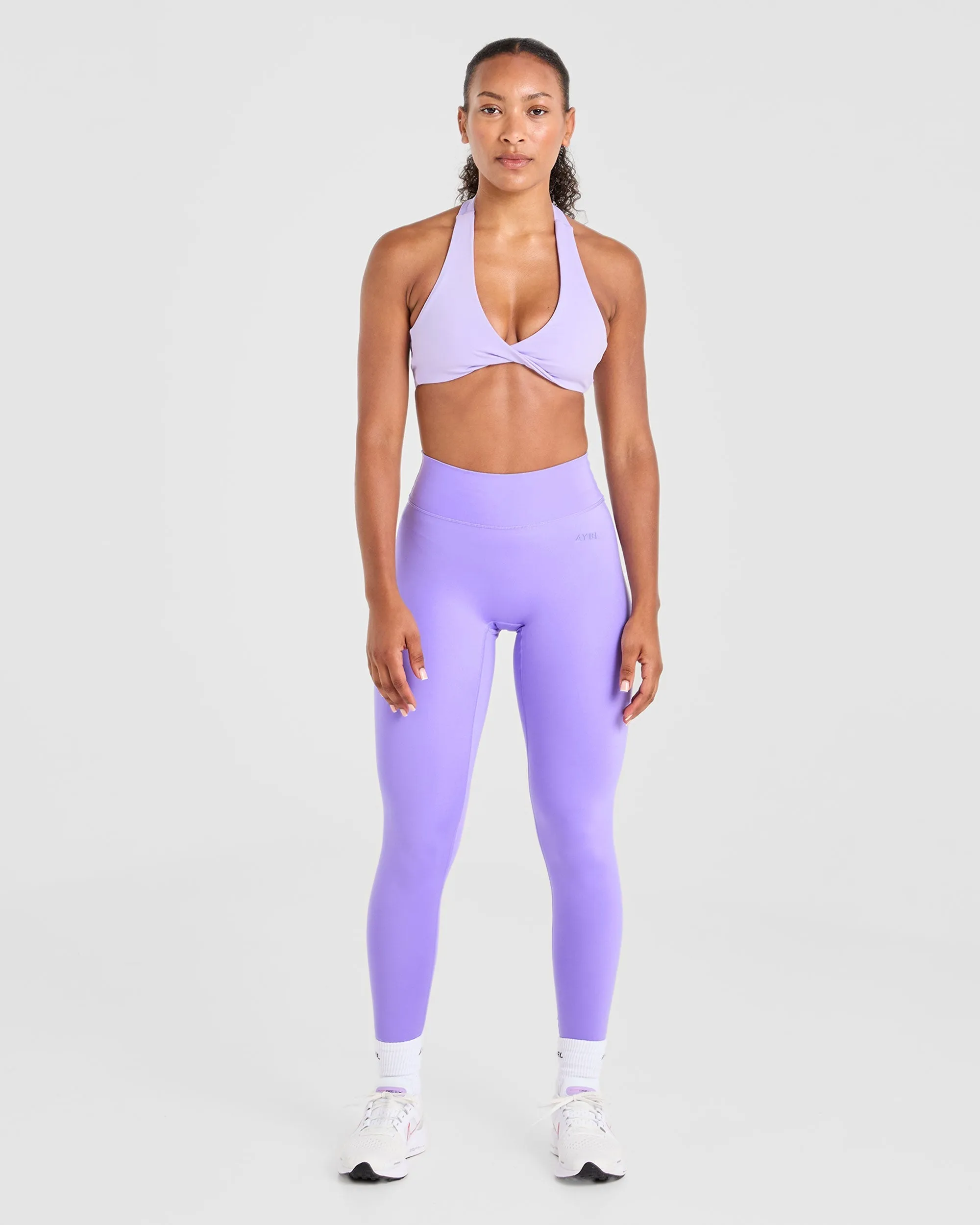 Essential Halterneck Sports Bra - Pastel Purple